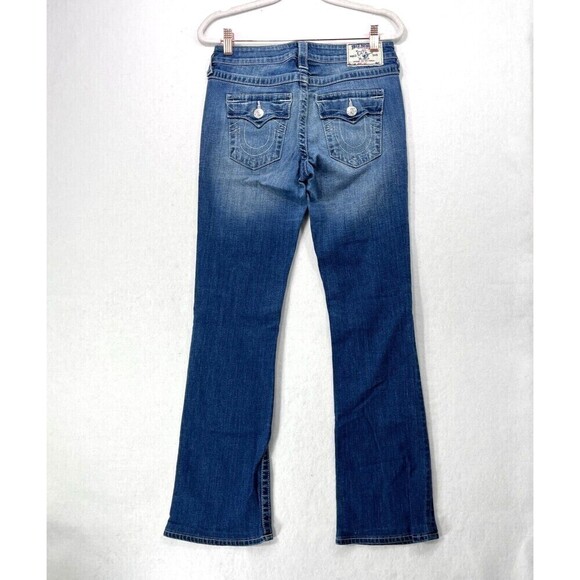 Vintage True Religion Jeans Women 28 Blue Boot Cut Distressed Rhinestones Y2K - Picture 2 of 15